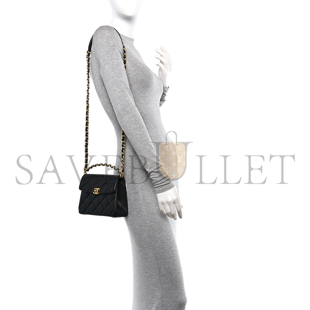 Ch*el caviar quilted 31 rue cambon mini top handle flap (19*15*7cm)